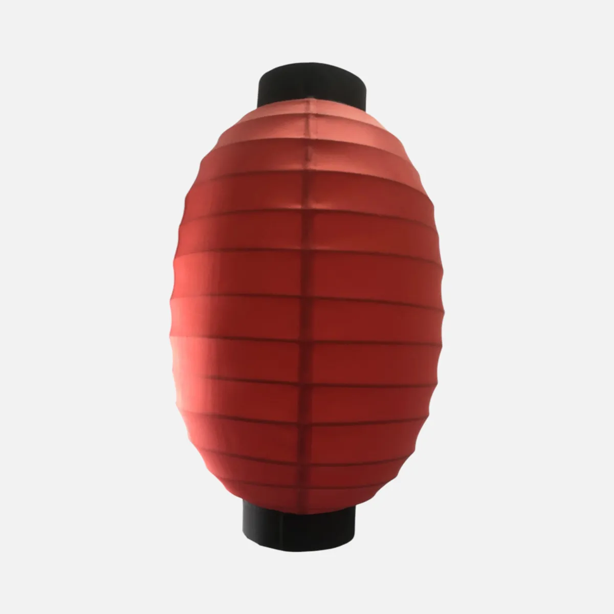 Chụp đèn vải màu đỏ dáng oval quả trám, đui đen hai đầu
